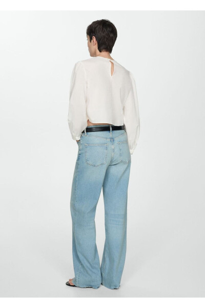 Embroidered puffy sleeve blouse - 4