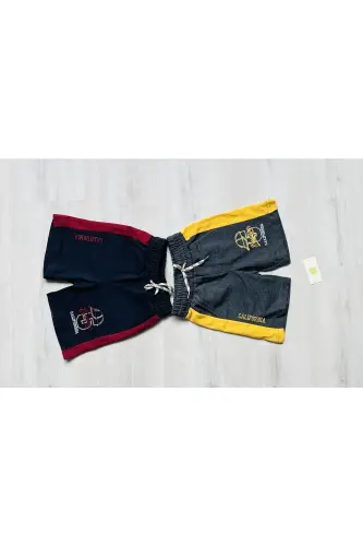 Embroidered Shorts-NAVY BURGUNDY - DG AURA (1)
