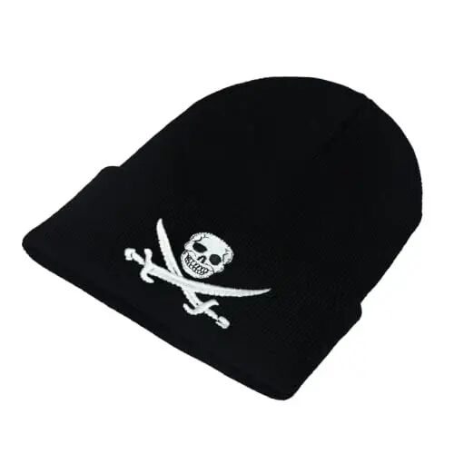 Embroidered Skeleton Beanie Hat Winter Stretch Knit Skull Cap for Men Women | Unisex Gothic Style Graphic Skeleton Beanie Warm Knitted Beanies Caps with Cuffed Design Hats One Size Suitable for All Ages - EMBROIDERED (1)