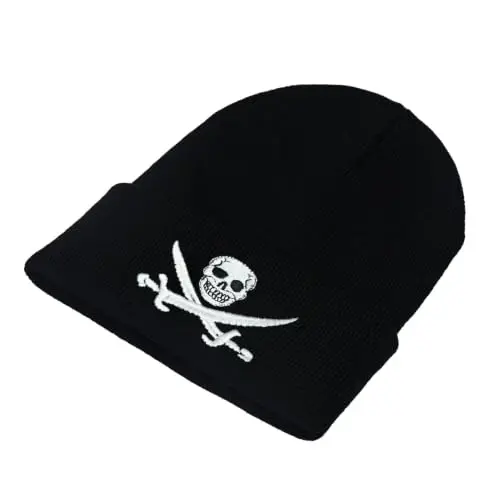 Embroidered Skeleton Beanie Hat Winter Stretch Knit Skull Cap for Men Women | Unisex Gothic Style Graphic Skeleton Beanie Warm Knitted Beanies Caps with Cuffed Design Hats One Size Suitable for All Ages - 2
