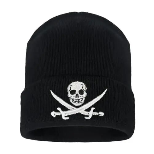 Embroidered Skeleton Beanie Hat Winter Stretch Knit Skull Cap for Men Women | Unisex Gothic Style Graphic Skeleton Beanie Warm Knitted Beanies Caps with Cuffed Design Hats One Size Suitable for All Ages - EMBROIDERED