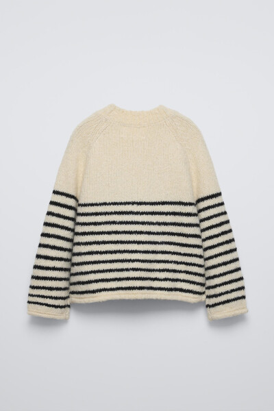 EMBROIDERED STRIPED KNIT SWEATER-Striped - 2