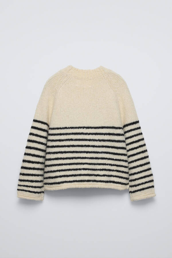 EMBROIDERED STRIPED KNIT SWEATER-Striped - 2