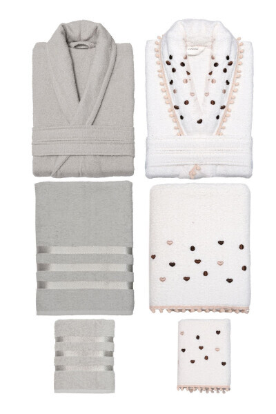 Embroidered Tassel 10 Piece Family Set Women & Men Bathrobe Set - 2
