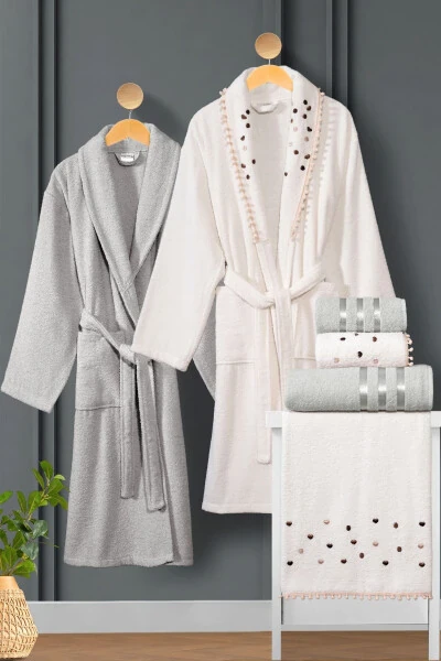 Embroidered Tassel 10 Piece Family Set Women & Men Bathrobe Set - MISS PARIS HOME