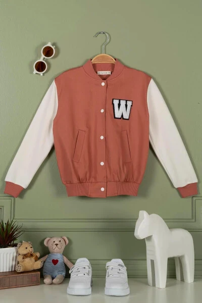 Embroidered Tile Girls College Jacket - FOR YOU KIDS