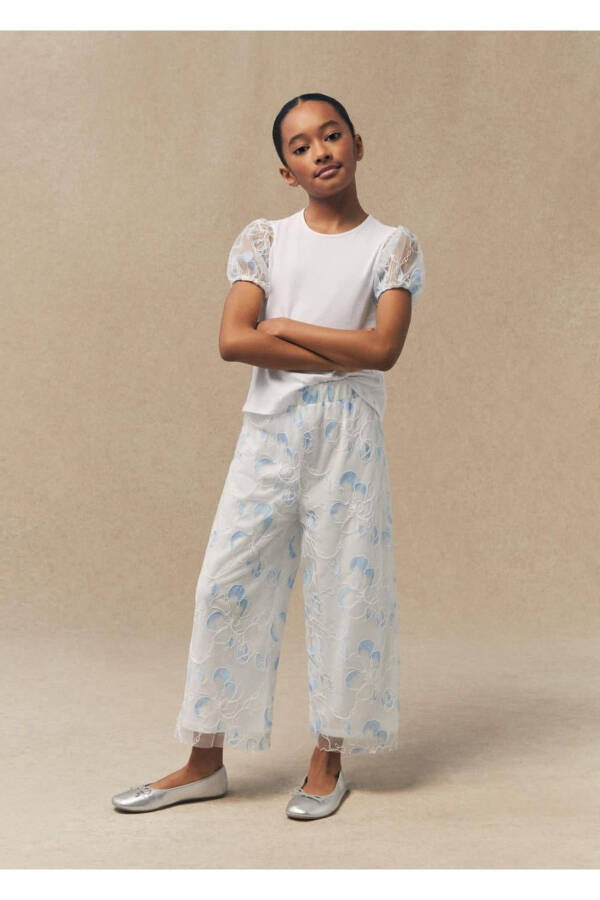 Embroidered tulle pants - 1