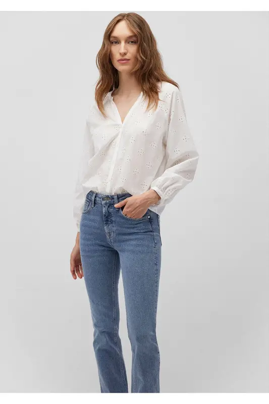 Embroidered White Shirt Loose Fit - MAVI