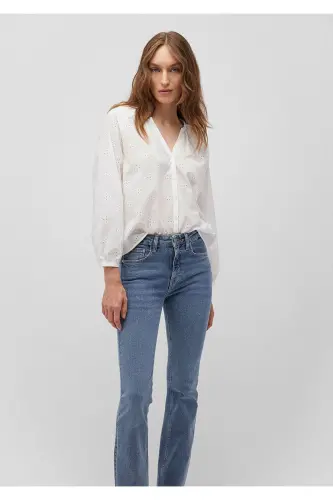 Embroidered White Shirt Loose Fit - 2