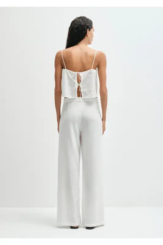 Embroidered White Trousers 1011052-70057 - 5