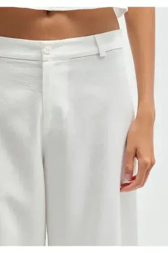 Embroidered White Trousers 1011052-70057 - 7