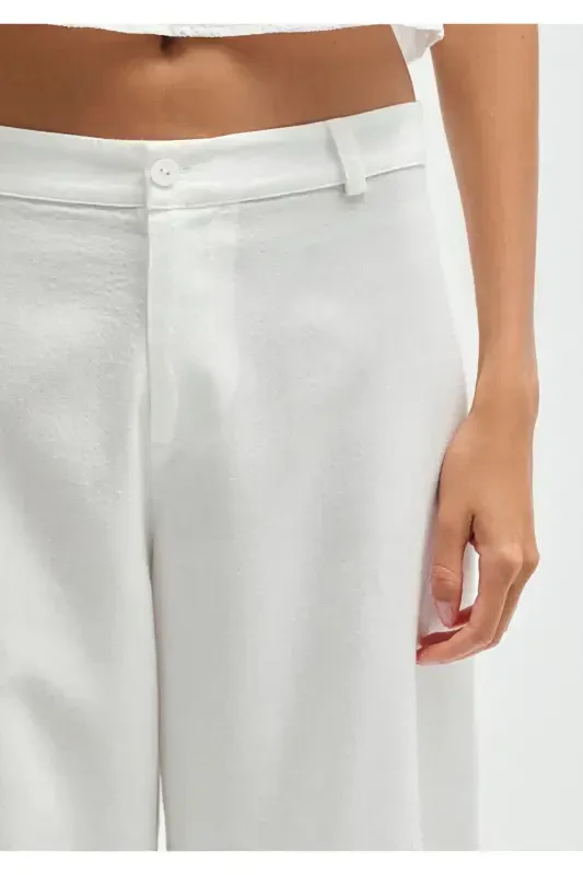 Embroidered White Trousers 1011052-70057 - 7