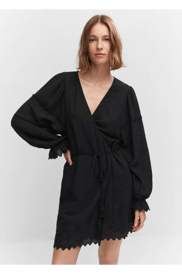 Embroidered Woven Dress - 1