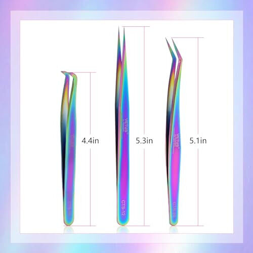 Fiber Tip Tweezers for Lash Extensions Precision Eyelash Isolation, Industrial Tweezers for Crafting,Soldering, Laboratory Work, Jewelry-Making Non-Slip Grip Stainless Steel by EMEDA(3PCS) - 4