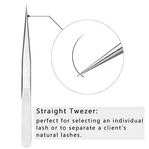 EMEDA Eyelash Extension Tweezers 2 Pieces VETUS Straight and J Curved Tweezers for Eyelash Extensions Precision Lashing Tweezers Professional Tools for Isolation Classic Volume Lash Extensions - 3