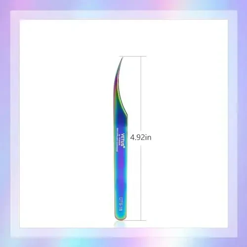 EMEDA Eyelash Tweezers - Dolphin Lash Extension Tweezers With Fiber Tip - Stainless Steel for Lash Artists and Beginners - 5