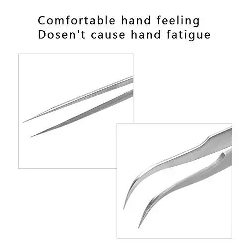 EMEDA Eyelash Extension Tweezers 2 Pieces VETUS Straight and J Curved Tweezers for Eyelash Extensions Precision Lashing Tweezers Professional Tools for Isolation Classic Volume Lash Extensions - 5