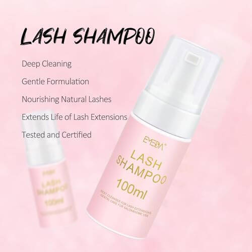 EMEDA Lash Shampoo for Extensions Cleaning Bath Kit for Cluster Lashes, Fan Brush Wash Bottle Hair Band, Oil Free Foam Soap Cleaner, Eyelash Cleanser - 4