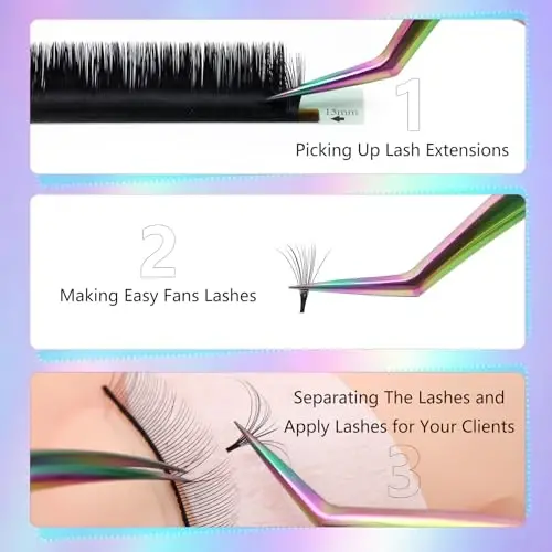 EMEDA Lash Tweezers, 45 Fiber Tip, Stainless Steel for Lash Artists & Beginners - 3