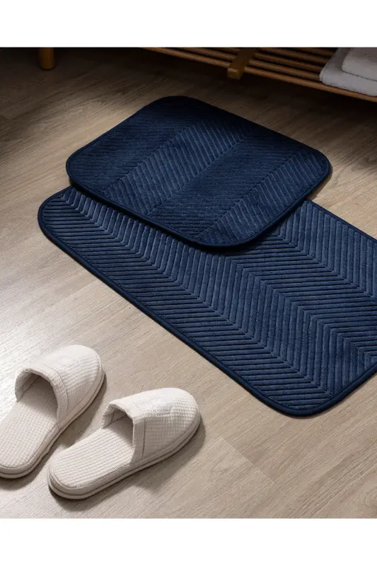Emel 2-Piece Bathroom Mat - Indigo - INDIGO - 1