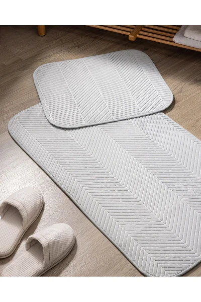 Emele 2-Piece Bath Mat Set - Light Grey - 1