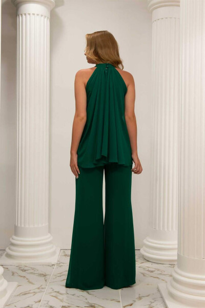 Emerald Chiffon Halter Jumpsuit - 7