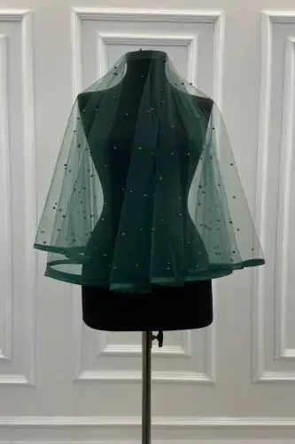 Emerald Green Beaded Bridal Veil Set-BEADEDEMERALD - ZEYMERADE (1)