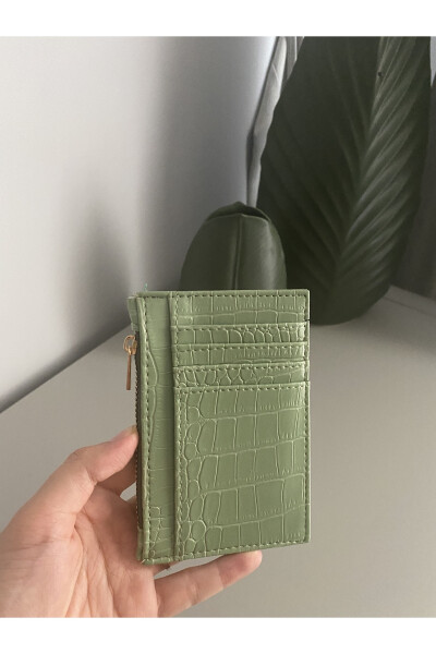 Emerald Green Crocodile Patterned Cardholder - 5