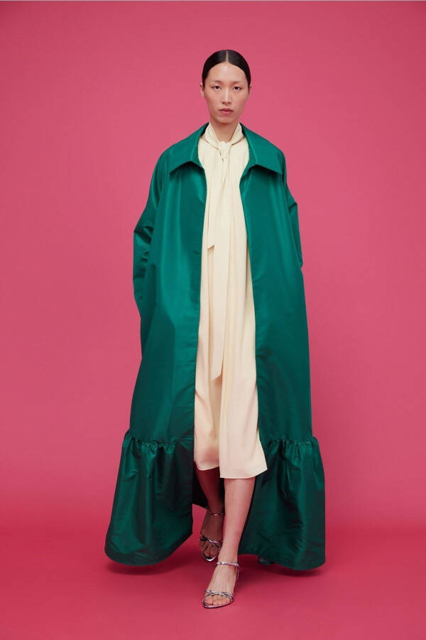 Emerald Green Ruffled Kaftan - 1