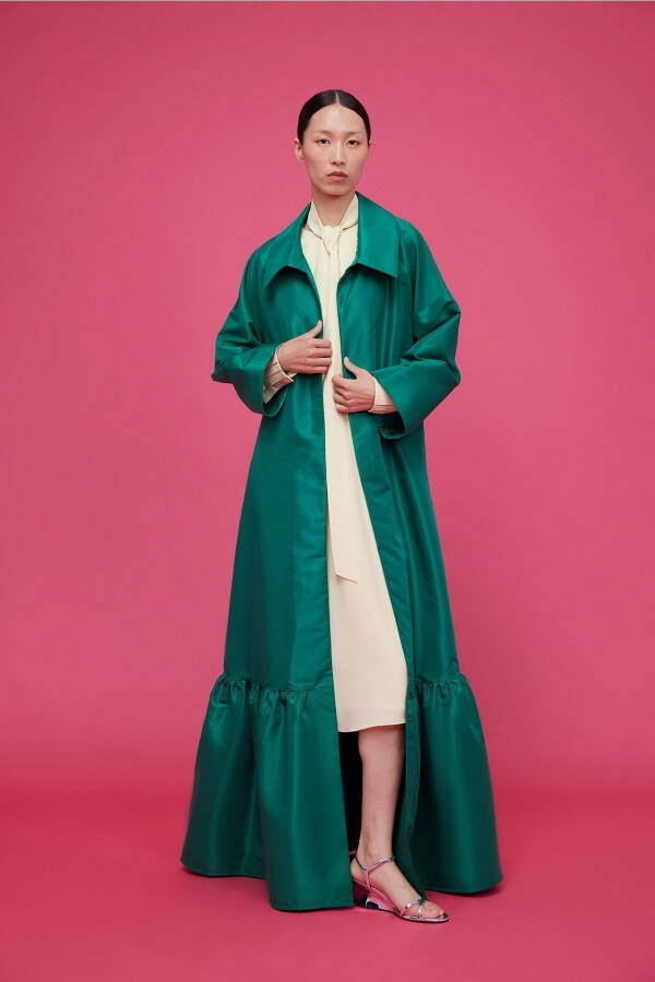 Emerald Green Ruffled Kaftan - 3