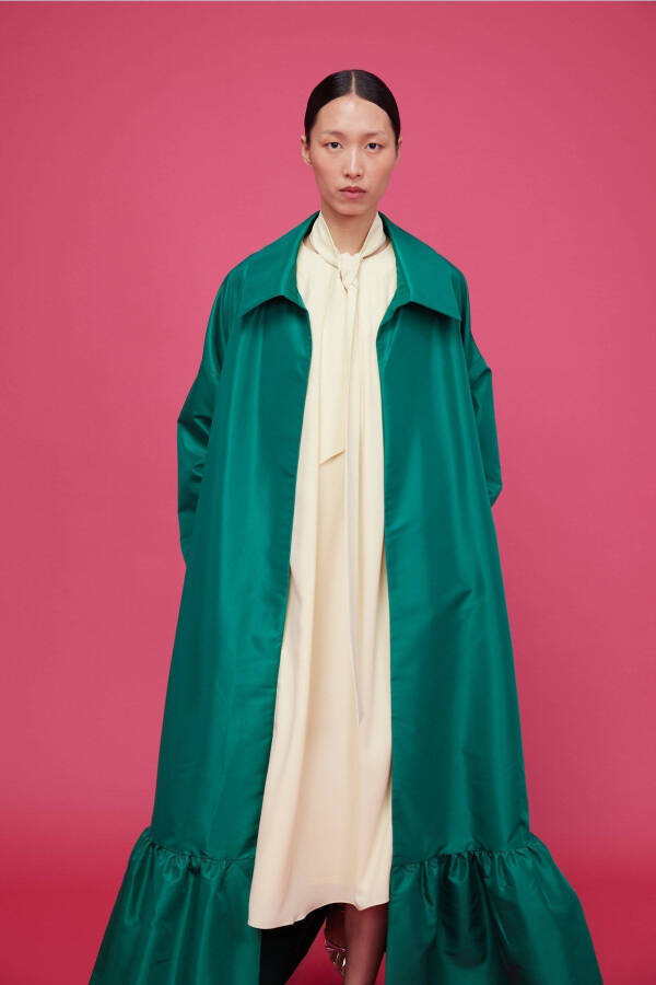 Emerald Green Ruffled Kaftan - 5