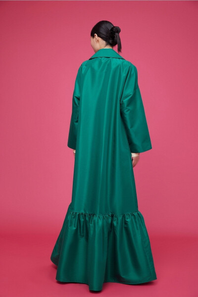 Emerald Green Ruffled Kaftan - 6