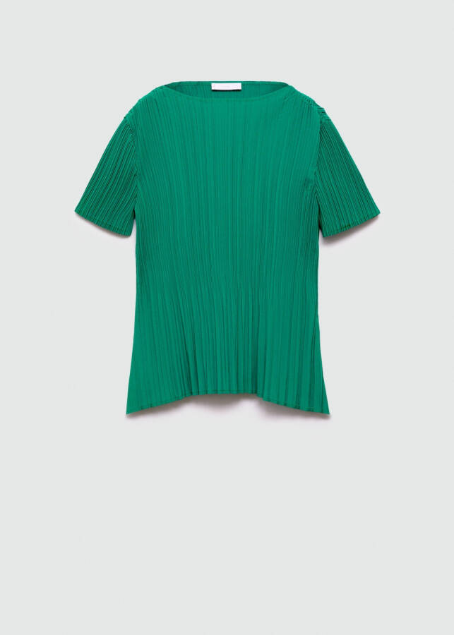 Emerald green short-sleeved ruffled t-shirt - 1