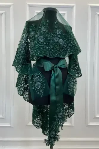 Emerald Green VIP Deluxe Bridal Veil Set - Emerald Green - 1