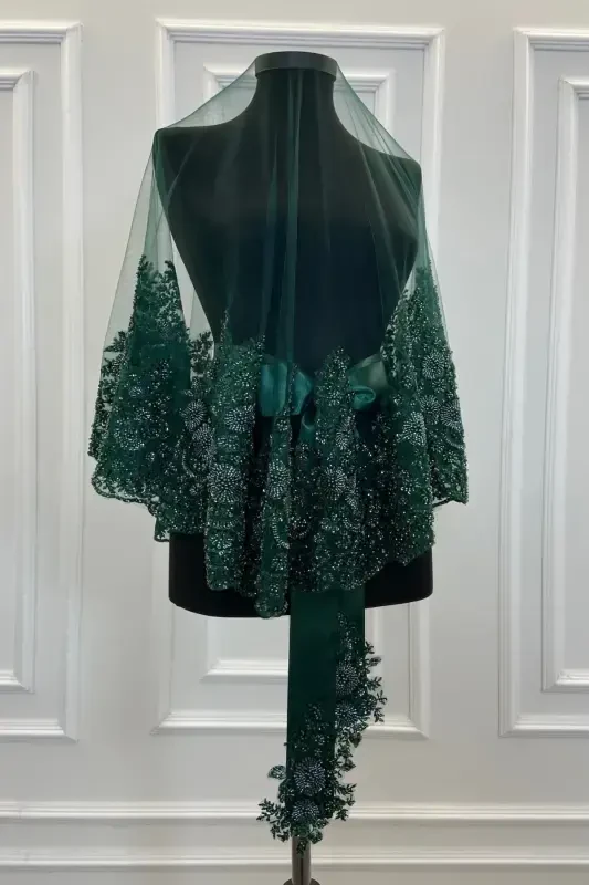 Emerald Green VIP Deluxe Bridal Veil Set - Emerald Green - 4