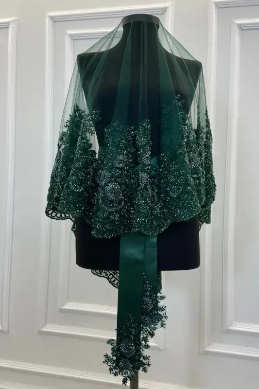 Emerald Green VIP Deluxe Bridal Veil Set - Emerald Green - 5
