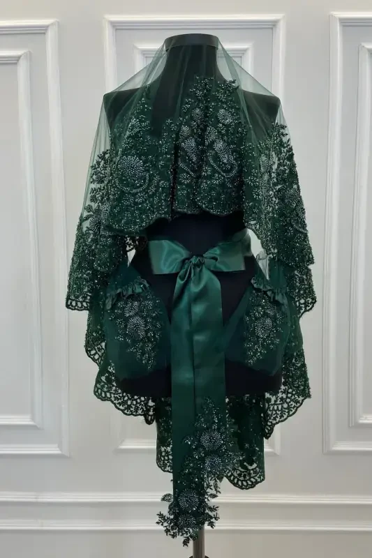 Emerald Green VIP Deluxe Bridal Veil Set - Emerald Green - 6