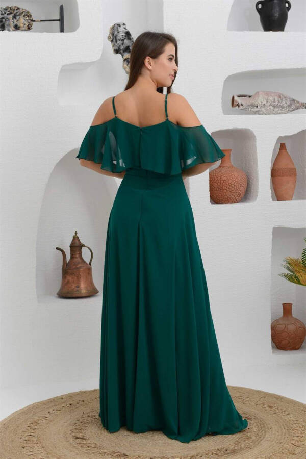 Emerald Low-Sleeved Strapless Long Evening Dress - 5