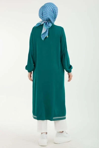 Emerald Women's Elastic Sleeve Tunik with Pockets and Zipper - 6