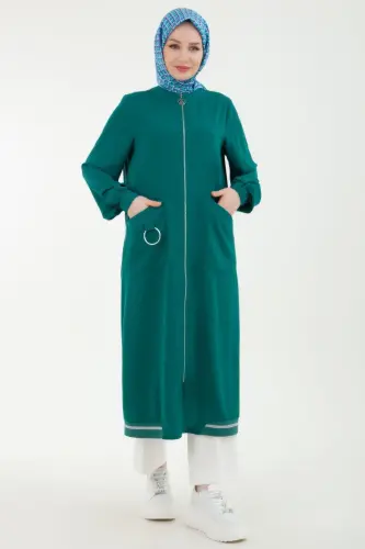 Emerald Women's Elastic Sleeve Tunik with Pockets and Zipper - 1