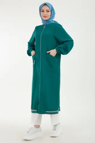 Emerald Women's Elastic Sleeve Tunik with Pockets and Zipper - ARMINE (1)