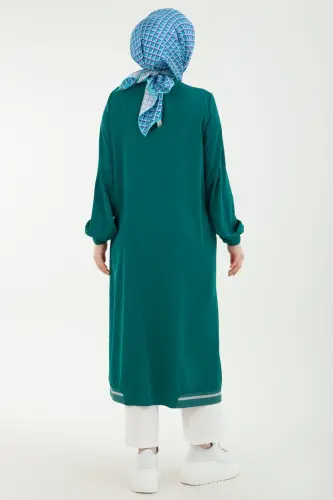 Emerald Women's Elastic Sleeve Tunik with Pockets and Zipper - 5