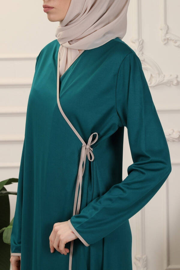 Emerald Wrap Collar Interlock Fabric Prayer Dress - 6