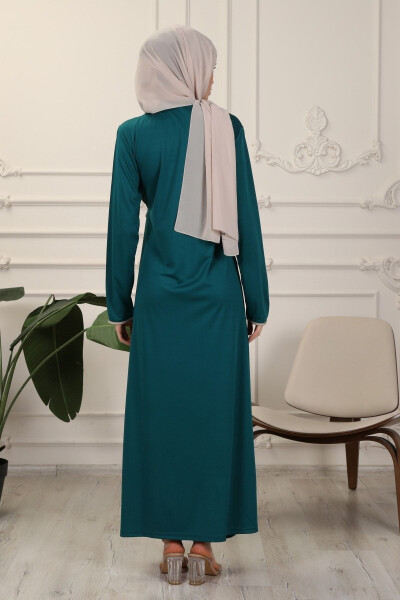 Emerald Wrap Collar Interlock Fabric Prayer Dress - 8