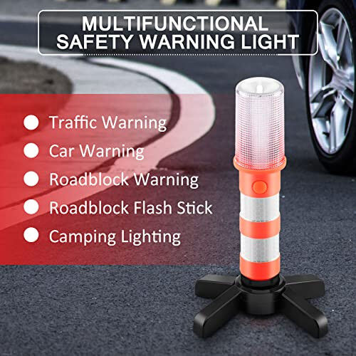 Emergency Roadside Flares Kit LED Safety Strobe Road Flares Warning Light Super Bright, Highway Beacon Alert Automotive Flare Lights with Detachable Magnetic Base, Solid Storage Case for Car, 4 Set - OurLeeme (1)