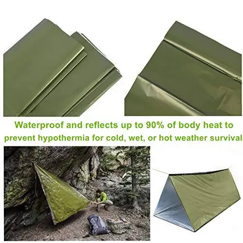 Emergency Tent, 2 Person Tube Tent Survival Shelter, Ultralight Survival Tent Emergency Shelter Use as Survival Gear Space Blanket for Camping, Hiking - 5