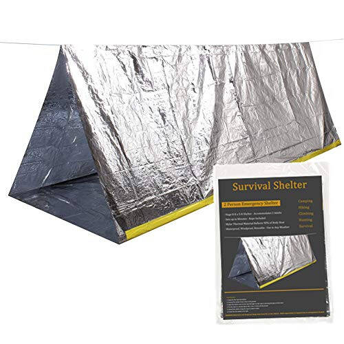 Emergency Tent, 2 Person Tube Tent Survival Shelter, Ultralight Survival Tent Emergency Shelter Use as Survival Gear Space Blanket for Camping, Hiking - 1