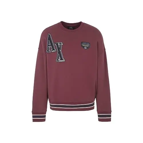 Emporio Armani erkaklar Collegiate Capsule Cotton French Terry Logo Patch Logo Letters Pullover Sweatshirt - EMPORIO