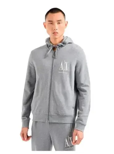 Emporio Armani erkaklar Icon Project kashtado'zli fermuarli kapüşonli sviter - 1