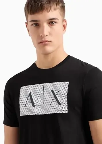 Emporio Armani erkaklar uchun ekipaj bo'yin logotipi T-shirt Grid logotipi - 3